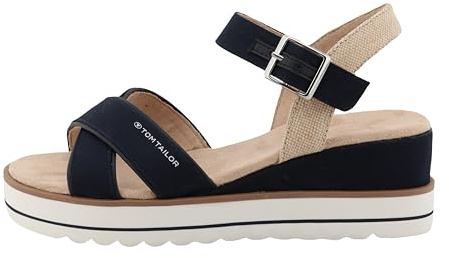 TOM TAILOR Women's 9590210006 Wedge Sandals, navy, 4 UK
