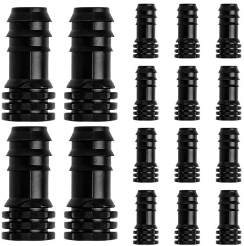 16 Pcs 1/2 Inch (16mm) Garden Barbed Connector Plastic Drip Irrigation Hose Connector Soaker Hose Connectors Hose End Stop,Barb Drip Pipe End Closure Cap for Irrigation Pipe for Garden