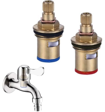Ceramic Tap Cartridge 1/4 Turn,2Pcs Tap Cartridge Replacement 1/4 Turn,Mixer Tap Cartridge for Thickened Brass,Tap Cartridges Universal Replacement,Tap Washers with Washers,Solid Brass Ceramic - Gold