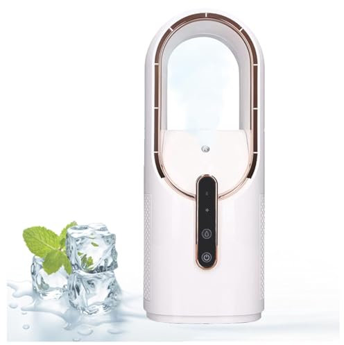 BesBet Ventilatore A Colonna Aria Fredda, USB Ricaricabile, con Umidificatore Mini Condizionatore Portatile Umidificazione dell'Aria Ventilatore Nebulizzatore, per Ufficio E Camera da Letto