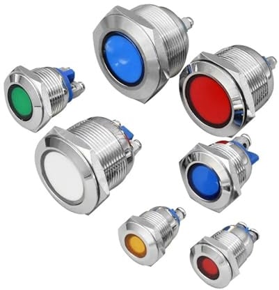 1pc 12 16 19 22 25 30mm Waterproof IP67 Metal LED Warning Indicator Light Signal Lamp Wire Screw Pin Terminal(Green,22MM_3-6V)