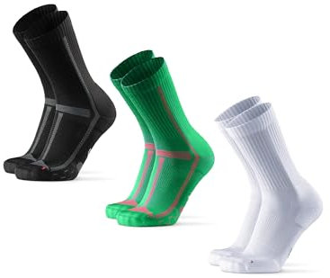 DANISH ENDURANCE Calcetines Running Altos, Anti Rozaduras, 3 o 5 Pack, MC (1x Negro/Gris, 1x Verde, 1x Blanco), 39-42