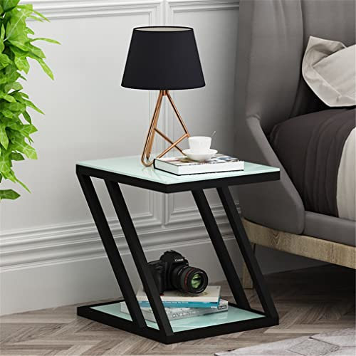 WLCNYL Sofa-Beistelltisch für das Wohnzimmer, Beistelltisch, Ecktisch, Kleiner Couchtisch in Z-Form, Kleiner quadratischer Tisch aus gehärtetem Glas (3er-Pack)