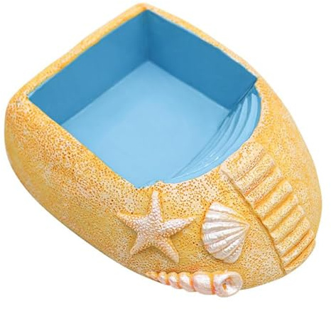 Piscine d'eau pour l'ermite,piscine pour l'ermite, Piscine d'eau de style plage, Piscine de bain en résine, plat d'eau et de nourriture, rampe d'escalade, accessoires de crabe ermite pour tortues, léz