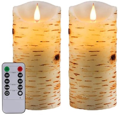Biyanuo Batteriebetriebene LED Kerzen 3D Wick with10key Taste Fernbedienung 24-Stunden Timer Set von 2 elektrische flackernde Säule echtes Wachs, Hochzeit, Party, Weihnachten und Dekoration