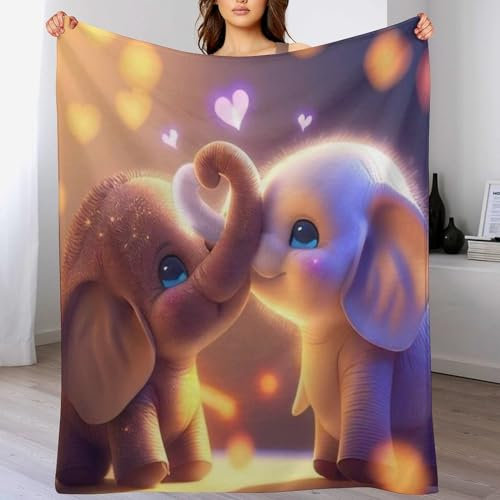 AAPZY Decke Elefant Decke Tagesdecke - Weiche Flannel Decke Mit Muster Sofadecke - Baumwolldecke Wohndecke Sofaüberwurf Bettüberwurf （100×130cm）