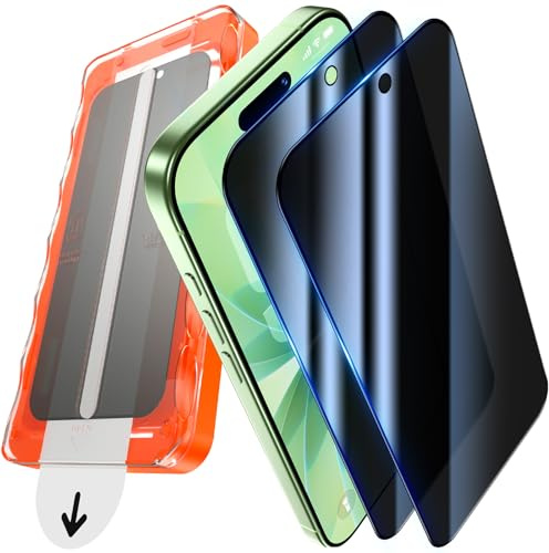 UniqueMe für iPhone 17/16 Pro für Panzerglas Sichtschutz - 2 Stück Folie | Privacy Displayschutz, Automatische Installation Schutzglas, Bruchsicher Militärniveau Anti-Spy Schutzfolie Anti-Kratzer