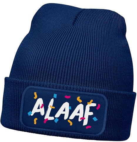 MoonWorks® Damen Beanie Patch Strickmütze Spruch Karneval Fasching Aufdruck Lustig Damenmütze