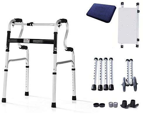 GUHPZA Faltbarer Rollator, Leichter Faltrollator Aus Aluminium Mit Gepolstertem Sitz, Mobilitätsrolling, 6-Zoll-Räder, Silber,3