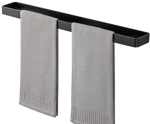 SAYAYO Handtuchhalter Schwarz 60cm Handtuchstange mit Bohren Wandmontage | Gästehandtuchhalter Aluminium Badetuchhalter für Badezimmer und Küche