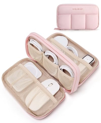 bagsmart Elektronik Organizer Tasche für Damen, Kabeltasche Reise Universal Elektronikzubehör wasserdichte Kabelorganizer für Handy Ladekabel, Powerbank, USB