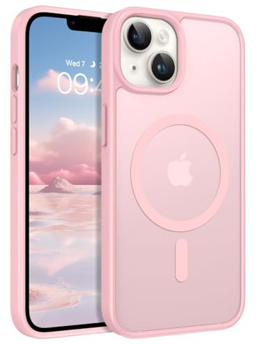 VENINGO Magnetic Case for iPhone 12 Mini/13 Mini, Upgraded[14FT Military Grade Protection][Fit for MagSafe] Slim Translucent Matte Shockproof Phone Cover for iPhone 12 Mini/13 Mini, Light Pink