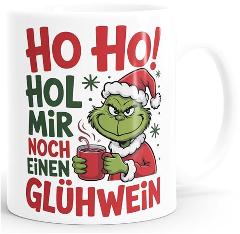 MoonWorks® Tasse Weihnachten Ho Ho Hol mir Glühwein Liebhaber Weihnachtsmarkt Geschenkidee Büro Kollegen Weiss standard