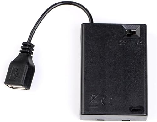 USB Battery Pack for 5V LED Neon Lights - Portable Black Power Supply Box - AA Battery Powered Adapter for Indoor Outdoor Decor