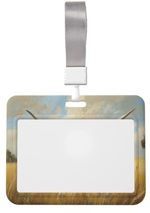 Woshuwo Longhorn Porte-badge en plastique rigide pour carte de travail Motif vache et veau