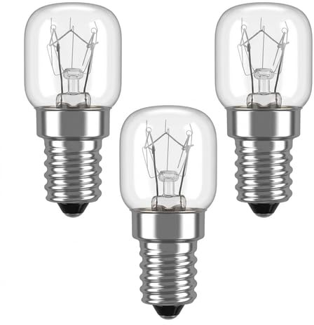 Juego de 3 Bombillas E14 de 25W para Horno (Resistentes al calor hasta 300°C) – Bombilla E14 Blanco Cálido 2700K para Hornos, Microondas, Lámparas de Sal y Refrigeradores – Vida útil prolongada – Base