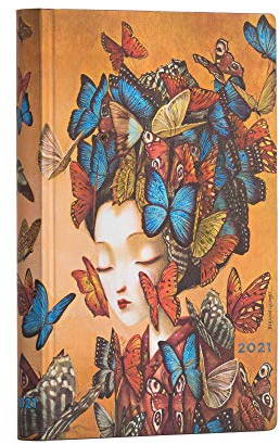 Paperblanks 12 Monate Softcover Flexis-Kalender 2021 Madame Butterfly | Horizontal | Mini (95 × 140 mm)