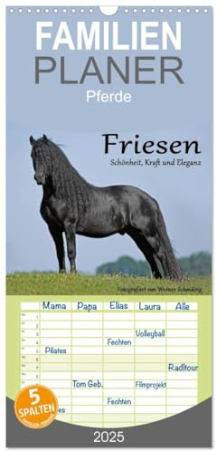 Familienplaner 2025 - Friesen - Schönheit, Kraft und Eleganz mit 5 Spalten (Wandkalender, 21 cm x 45 cm), CALVENDO