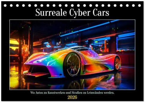 Surreale Cyber Cars (Tischkalender 2026 DIN A5 quer), CALVENDO Monatskalender: Surreale Cyber Cars sind eine faszinierende Vision der Zukunft der ... lebendige Kunstwerke. (CALVENDO Mobilitaet)