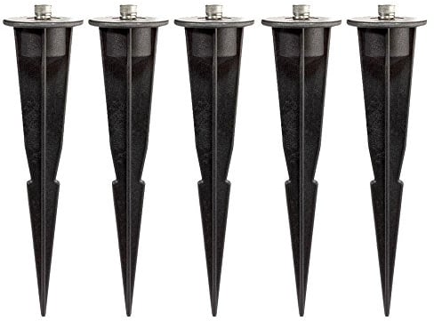 ledscom.de 5 Stück Garten-Erdspieß, für Gartenleuchten, schwarz, 17cm, 45mm Ø