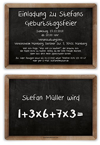 Kartenmachen.de Personalisierte 10-100 x Einladungskarten runder Geburtstag 40 Jahre Geburtstagseinladungen - Rechenaufgabe