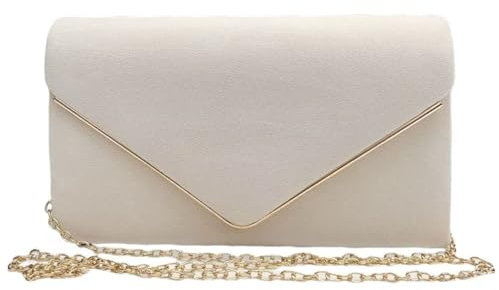 LeahWard Women's Clutch Bag Wedding Evening Handbags Suede Night Out Purse 1616 (Ivory)