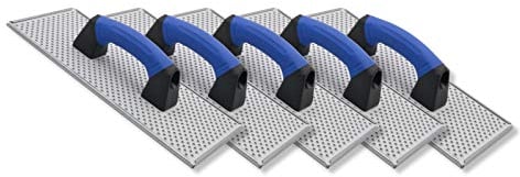 5er Set DEWEPRO® WDVS + Porenbeton Schleifbrett - Raspelbrett mit verzinktem Stahlblech-Raspelbelag - 380x160mm - Egalisierungsbrett - Handschleifer