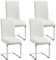 Yaheetech Lot de 4 Chaises de Salle à Manger Cuisine Siège Plus épais de 10 cm Piètement Acier Chromé Revêtement en Similicuir 50 cm de Hauteur Assise Blanche