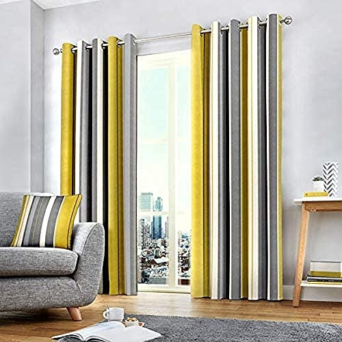 Fusion Two Curtain Panels, Cotton,Polyester, Ochre, W229cm (90) x D183cm (72)