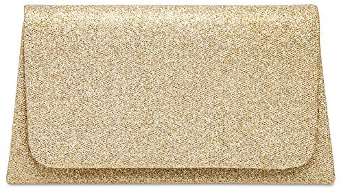 Caspar TA502 kleine elegante Damen Glitzer Clutch Abendtasche, Farbe:champagner, Größe:Einheitlich