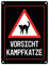 trendaffe - Vorsicht Kampfkatze Warn- und Hinweisschild in Schwarz mit Piktogramm