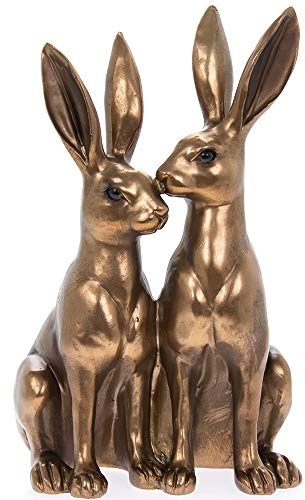 THORNE ANTIQUES AND COLLECTABLES „Mr & Mrs“ Hasen-Skulptur, Dekofigur in verschiedene Farben erhältlich, Bronzefarben
