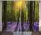 ABAKUHAUS Urwald Rustikaler Gardine, Bluebell Blüten, Schlafzimmer Kräuselband Vorhang mit Schlaufen und Haken, 280 x 175 cm, Violett Grün
