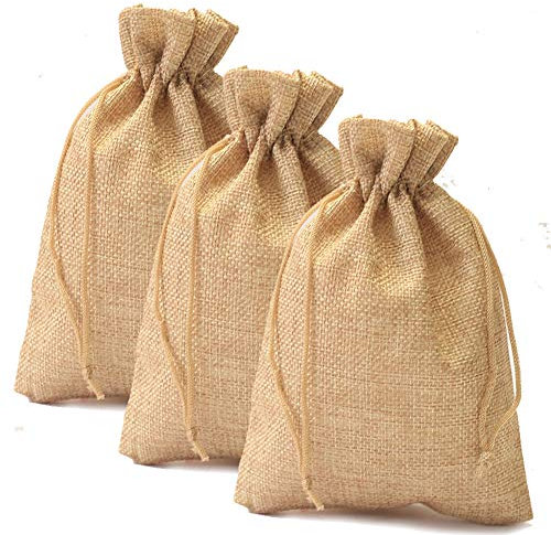 DAHI Jutesäckchen Adventskalender zum Befüllen 13x18cm Säckchen Geschenke für Hochzeit Verlobung (Hellbraun 13x18cm)