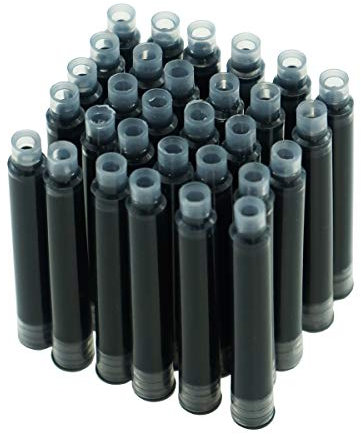 Hongdian Fountain Pen Ink Cartridges Black Color, Set of 30 Refill Ink Cartridges, 3.4 mm Bore Diameter