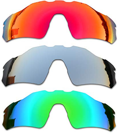 SOODASE Pour Oakley Radar EV Path Des lunettes de soleil Rouge/Argenté/Vert Verres de remplacement polarisés