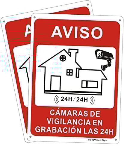 2 Piezas Cartel de Señal de Videovigilancia Señal de Advertencia Señal de Aluminio para Exteriores Señales de Alarma