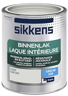 Sikkens - Vernice laccata per interni in legno e ferro - Massima resistenza a macchie e graffi - Raso bianco Gesso 0,75 L