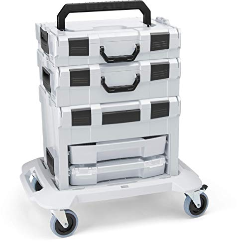 Bosch Sortimo L-Boxx Systemkoffer Set Grau | L-BOXX 102 und 136 | LS-Boxx 306 Werkzeugkasten Leer | Mit Roller für den Transport | TÜV-Geprüft