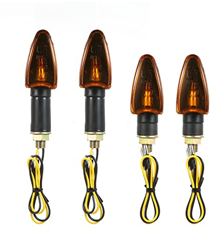 Shkalacar 4 Stück Motorrad-Blinkerbirne, Blinklicht, wasserdicht, Universal, für Motorrad, 12 V, bernsteinfarben