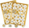 Spruchaufkleber, 48er Set: Runde Sticker mit Sprüchen, Aufkleber Rund, Spruch Liebe & Freundschaft, Geschenkaufkleber Sprüche, Zum Aufkleben, Erwachsene & Kinder, Geschenk Geburtstag, Gold, ⌀ 4 cm