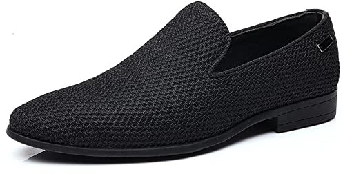 XIPAI Herren-Smoking-Slipper zum Reinschlüpfen, formelle Hochzeitsschuhe, Schwarz, 47 EU