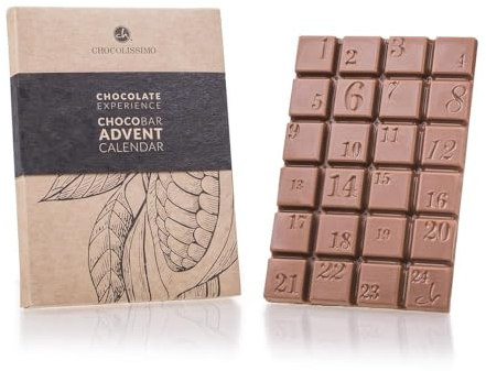 Adventskalender Schokolade - Weihnachtskalender in Form einer Schokoladentafel, Vollmilch - Schokoladen-Adventskalender - Weihnachtsschokolade - Geschenk für Kinder, Frauen, Männer - ChocoBar