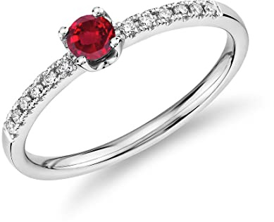 Juweliergift 925 Sterling-Silber Halo Versprechen Ring Erstellt Rubin-Edelstein Hochzeit Engagement Solitaire Ring Frauen und Mädchen Schmuck: n