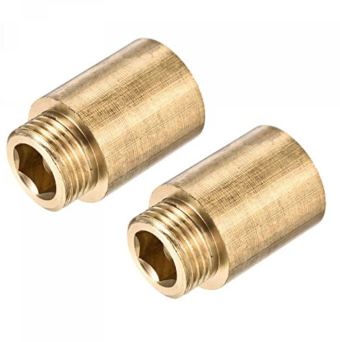 sourcing map Brass Extension Pipe Fitting 30mm G1/2 Female to G1/2 Male Thread Reducer Coupling Adapter Connector Pack of 2