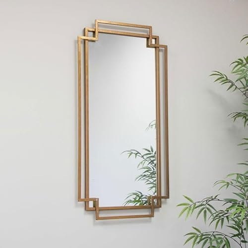 Melody Maison Copper Foiled Geometric Wall Mirror 94cm x 48cm