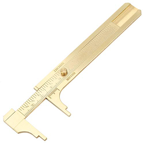 Yuecoom Taschenmessschieber, Mini-Messschieber mit Doppelskala, tragbarer Messschieber aus Messing, Lineal, Messwerkzeug(100mm)