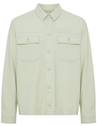 Blend 20715454 Overshirt Herren Übergangsjacke Jacke Überhemd Hemdjacke Kariert Wollige Optik Brusttaschen Hochwertige Baumwoll-Qualität, Größe:2XL, Farbe:Sea Foam (146007)