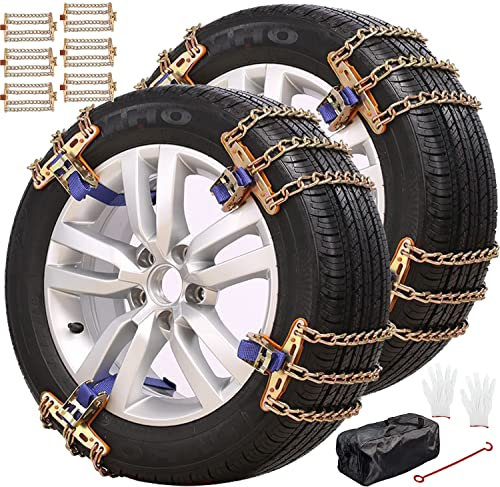 Schneeketten, universelle Auto-Notfall-Schneeketten, 6 Stück, Winter-Sicherheits-Reifenketten, Reifenbreite: 195–225 mm, für die meisten Autos/SUV/LKWs, 100 % TPU, groß (Medium) Um)