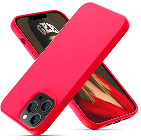 OitiYaa Liquid Silicone Case Compatible with iPhone 13 Pro Case,Full Body Protection,Ultra Slim Shockproof Phone Case with Soft Anti-Scratch Microfiber Lining,6.1 inch，Hot Pink